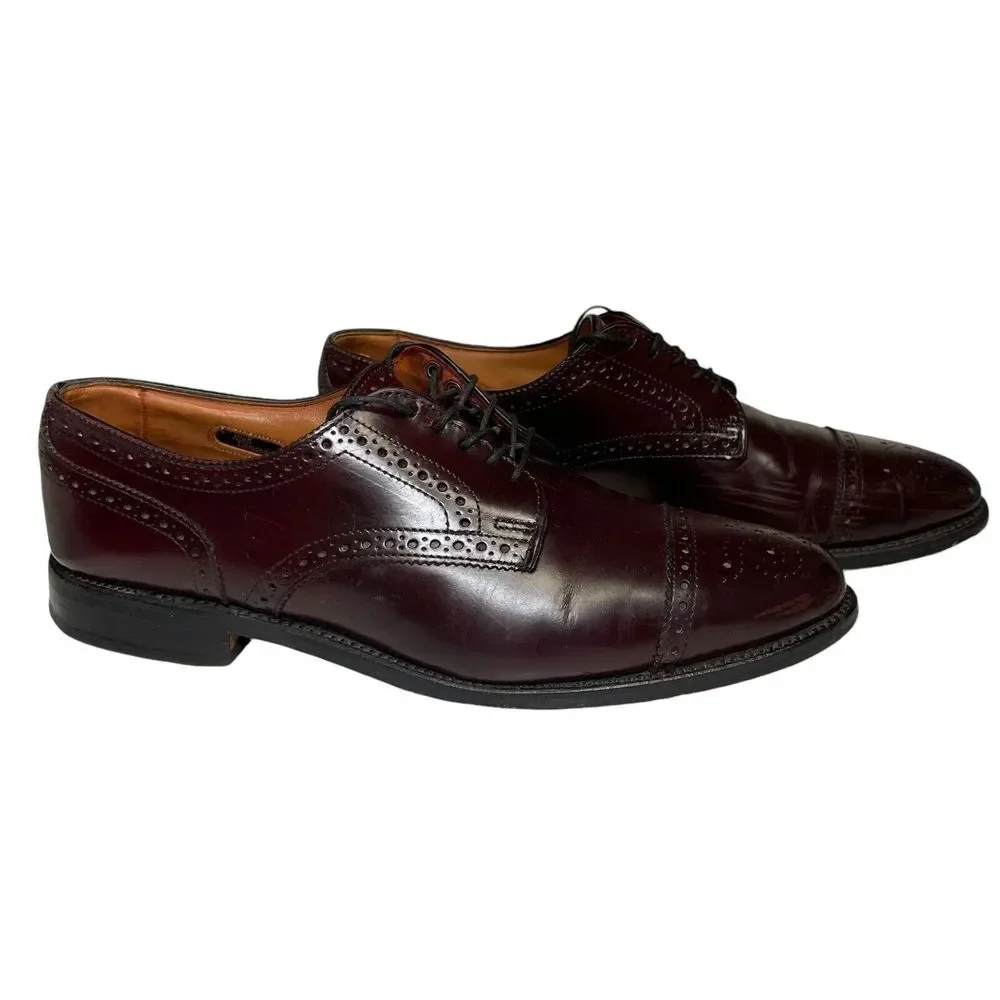 Allen Edmonds SANFORD Burgundy Leather Cap Toe‎ Oxford Dress Shoes 5237 Size 9D
